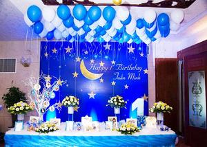 Tổ chức tiệc sinh nhật tại nhà lung linh với tone màu xanh dương